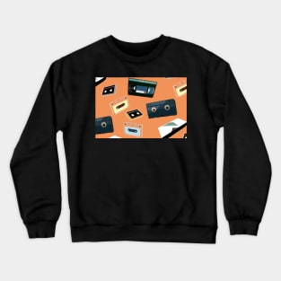 Analog orange background vintage VHS cassette tape old media Crewneck Sweatshirt